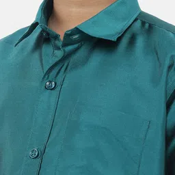 Ramraj Boys Green & Green Shirt with Dhoti image 5