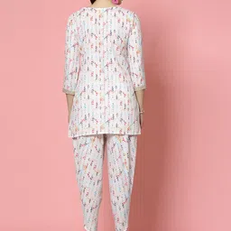 Clora Creation Floral Printed V-neck Three-Quarter Sleeves Cotton Kurti with Dhoti Pants image 3