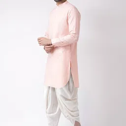 KISAH Men Pink Kurta with Dhoti Pants image 3