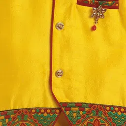 BAESD Boys Ethnic Motifs Woven Design Silk Cotton Straight Kurta With Dhoti Pants image 3