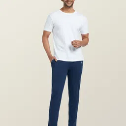 XYXX Men Blue Solid Antimicrobial Cotton Modal Casual Lounge Pant with Zipper Pocket image 4