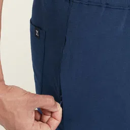 XYXX Men Blue Solid Antimicrobial Cotton Modal Casual Lounge Pant with Zipper Pocket image 2