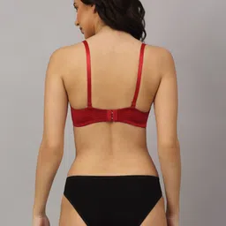 PrettyCat Red & Black Lightly Padded Strapless Pushup Bra With Panty Set PC-SET-5120A image 2