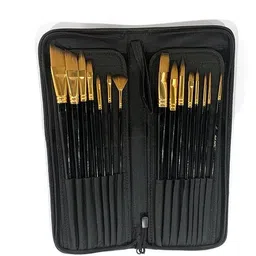 design connection 12 pcs Professional Nylon Painting Pens Wooden pole Acrylic Oil Watercolor Artist Paint Brush Set With Carry Beg-picture-17