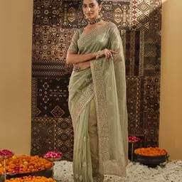 kasee Embellished Chanderi Supernet Saree image 5