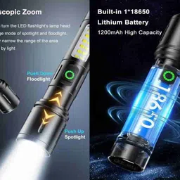dotcom Long Range Led 2 in 1 Torch Light With Aluminium Alloy Metal Body Torch Torch image 3