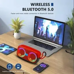WOOS Bluetooth 5.2 Party Speaker 10W Dual 5W Drivers TWS RGB Lights & FM Radio 10 W Bluetooth Speaker image 3