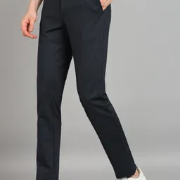 killer Men Slim Fit Dark Blue Lycra Blend Trousers image 3