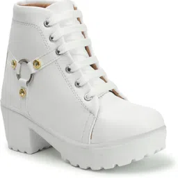 arranque Women's Block Heel Boots Synthetic Leather Lace-Up Booties with Metal Ring Boots For Women image 2