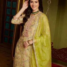 Sangria Printed Straight Kurta With Trousers & With Dupatta image 2