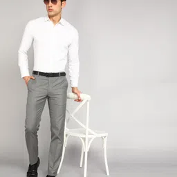 raymond Men Slim Fit Grey Viscose Rayon Trousers image 2