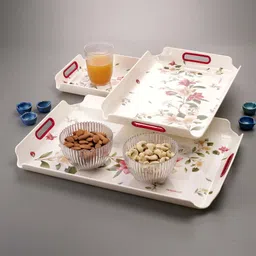 Plastic Durable Seving Tray Set With Glossy Finish (Pack Of 3) Tray-image-0