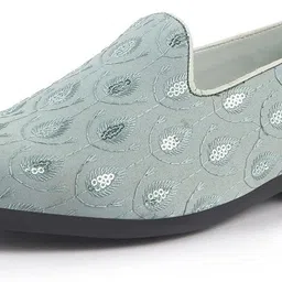 fausto Embroidered Sequin Ethnic Slip-On Juttis with Anti Skid Sole|Wedding Sherwani Mojaris For Men image 2