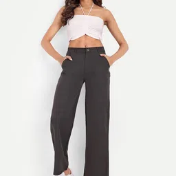 broadstar Women Loose Fit Brown Cotton Blend Trousers image 5