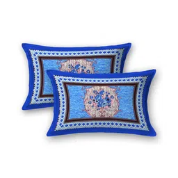 patricko Blue Floral 200 TC Cotton Double Queen Sized Bedsheet With 2 Pillow Covers image 5