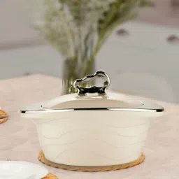 trueware Off-White Zinna Plastic & Steel (Set Of 3) Casserole image 1