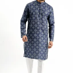 jodidar Men Printed Cotton Blend Straight Kurta image 2