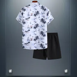 glori star Men Night Suit Set White Printed image 2