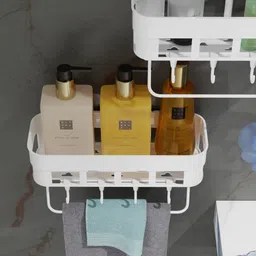 zucur Plastic Bathroom accessories Rack wall shelves For Hooks And Towel Rack. Plastic Wall Shelf image 4