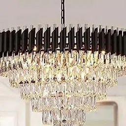 shri mahal antiques crystal Black Gold polish metal 600mm chandelier hanging ceiling pendant jhoomer Chandelier Ceiling Lamp-picture-37