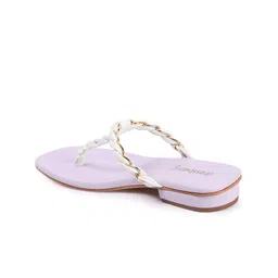 DressBerry Purple Textured T-Strap Flats image 5