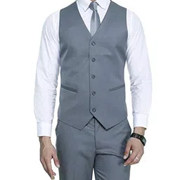 manq Men's V.Neck Five Button Slim Fit Formal/Party Waist Coat image 1