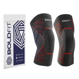 BOLDFIT Black & Red Solid Knee Support Cap-picture-37
