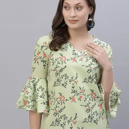 Style Quotient Yellow Floral Print Crepe Wrap Top-picture-13