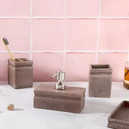 THE HOME CO. Brown 3 Piece Bath Accessories Set-picture-25