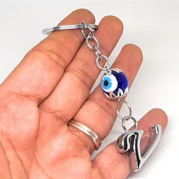 hiyaav Turkish Evil Eye Gift Keyring For Bike Car Home Men Women Girls Boys Alphabet V Key Chain image 2
