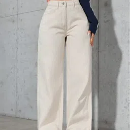 pinklit lifestyle Women Regular High Rise Beige Jeans image 1