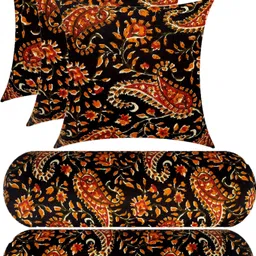 gkm Combo Set Of 3 Cushion And 2 Microfibre Floral Bolster Pack of 5-picture-19