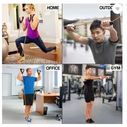 womenworld UNISEX Double Toning Exercise & Stretching Band Workout Resistance Tube YELLOW Resistance Tube image 5