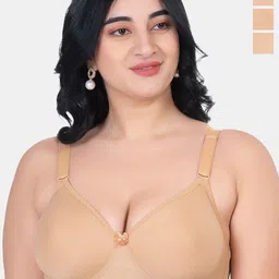 KOMLI Pack of 3 Cotton Minimizer Bra - Full Coverage Lightly Padded image 1