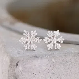 GIVA 925 Sterling Silver Rhodium Plated Snowflake Earrings image 1