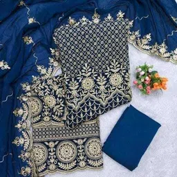 fusionvalley Unstitched Georgette Salwar Suit Material Embroidered image 2