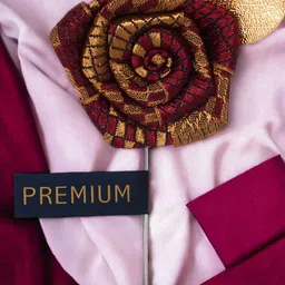 PELUCHE Unisex Maroon & Gold-Toned Floral Pentagon Lapel Pin-picture-26