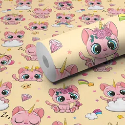 WALLWEAR Yellow & Pink Self Adhesive Removable Wallpaper-image-71