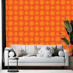 Wallpics Orange Colored & Yellow  Printed Self-Adhesive Wallpaper-picture-21