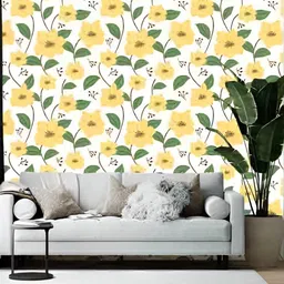 Wallpics White & Yellow Floral Printed Self-Adhesive Wallpaper-image-73