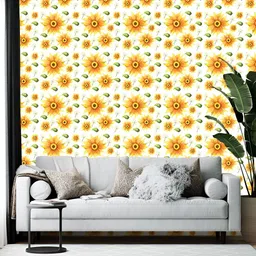 Wallpics Yellow & White Abstract Printed Self-Adhesive Wallpaper-image-62