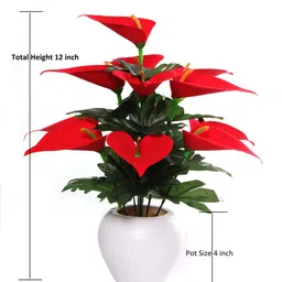 wild flower Anthurium Banch with Pot Red Anthurium Artificial Flowerwith Pot image 3