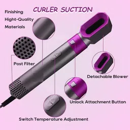 Dizosonic 3 Heat Levels Hot Air Brush 5 in 1 Hair Styling Tool-Plump Blow Drying Brush 5-in-1 Multi-Styling Hair Dryer Brush for Curling, Straightening & Blow Drying Hair Straightener image 3