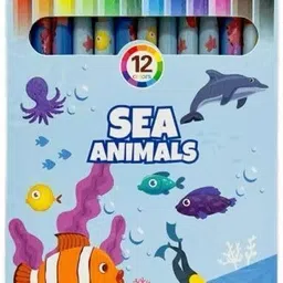 radhya accessories 12 Colors 1 Pack Cartoon Pencil Colors for Kids Sea Animal Pencil Colors Crayons Pencil-picture-11
