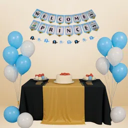 giftella Solid Welcome Prince Banner with Sky Blue & White Latex Balloon-picture-22