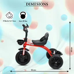 duggi muggi Sturdy tricycle with storage basket,Rubber Tyre,Comfort Seat with Seat Belt BST01 Tricycle for 1-5 Year Kids Tricycle image 3