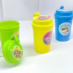 eagean Cartoon Printed Sipper Glass with Straw and Lid for Kids Children, Set of 3-picture-19