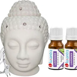 luxantra Lavender Electric Ceramic Buddha Head Aroma Oil Air Freshener with Aroma Diffuser Set-picture-15