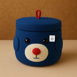 ghatin Cotton woven cylindrical storage basket with cap (lid) Storage Basket image 3