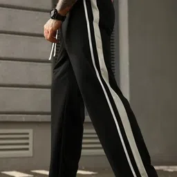 coastal clothier Men Self Design Black Track Pants image 1